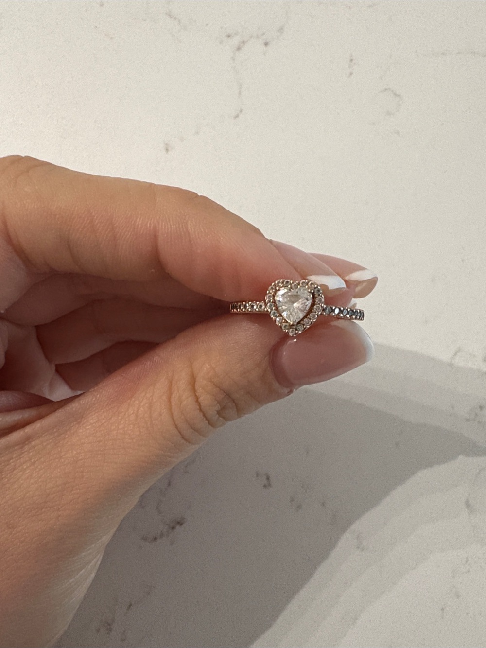 Pandora Rose Gold Heart Halo Ring with Clear Stones